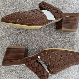 Miuccia Studios Brown Woven Mules 8.5